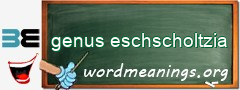 WordMeaning blackboard for genus eschscholtzia